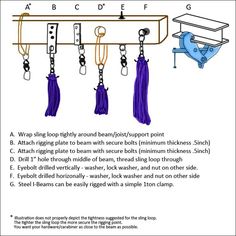 the instructions for how to hang your handbag on a rack with hooks and tassels