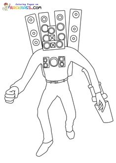 a drawing of a man with speakers on his head and hands out to the side