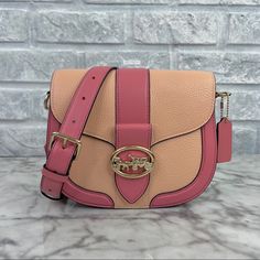 Brand New With The Tag Authentic Color Is Im/Faded Blush/Taffy - A Mauve Pink And Peach Orange Combination Gold Tone Hardware Refined Pebble Leather And Smooth Leather Inside Multifunction Pockets Snap Closure, Fabric Lining Outside Open Pocket Detachable Strap With 20 3/4" Drop For Shoulder Or Crossbody Wear 8 1/4" (L) X 6 3/4" (H) X 2 3/4" (W) Same Or Next Day Shipping! Coach Bag Orange, Chic Pink Saddle Bag For Everyday Use, Retro Pink Shoulder Bag With Adjustable Strap, Pink Retro Shoulder Bag With Adjustable Strap, Pink Satchel Saddle Bag With Detachable Strap, Retro Pink Shoulder Bag With Detachable Strap, Retro Pink Bag With Detachable Strap, Pink Saddle Bag With Detachable Strap, Pink Saddle Bag With Detachable Strap Satchel