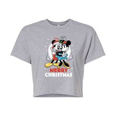 Add a festival feel to any wardrobe with this Disney Juniors' Merry Christmas Cropped Tee. Disney© FEATURES Short sleeves CrewneckFABRIC & CARE Machine wash Imported Size: Xxl. Color: Med Grey. Gender: female. Age Group: kids. Pattern: Graphic. Material: Cotton. Disney Merry Christmas, Disney Valentines, Graphic Material, Silhouette Christmas, Kids Pattern, Brings Joy, Mickey Mouse And Friends, Disney Junior, Mickey Minnie Mouse