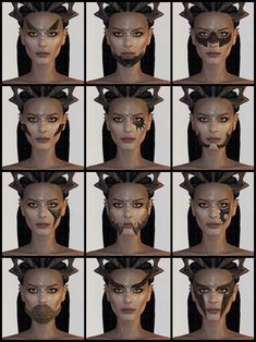 many different pictures of a woman's face with various facial shapes and hair styles