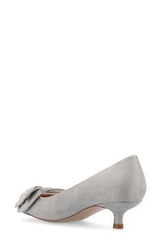 Live it up in the Orana heel by Journee Collection. This adorable kitten heel is made of faux suede material and has a beautiful pointed toe. The large accent bow finishes off the clean look. Sizing: This style fits true to size. M=standard width. 1.5" heel Pointed toe Bow detail Slip-on Kitten heel Synthetic upper, manmade sole Imported Suede Kitten Heels For Party, Adorable Kitten, Kitten Heel Pumps, Suede Material, Journee Collection, Nordstrom Store, Kitten Heel, Bow Detail, Women's Pumps