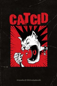 an image of a cat with its mouth open and the words catcid on it