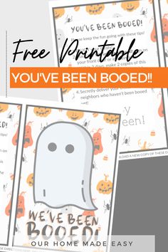 three halloween printables with the text freebie you've been booed