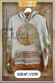 Retro Printed Tie Dye Long Sleeve Pocket Hoodies Diy Vetement, Tie Dye Long Sleeve, Winter Trends, Mode Inspiration, Long Sleeve Sweatshirts, Sleeve Cotton, Hoodie Fashion, Hoodies Womens, Sweatshirts Women