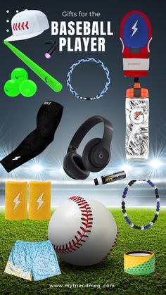 the baseball player gift set includes headphones, an earbuds and other items