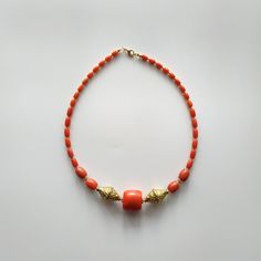 Elegant Orange Beaded Chain Necklace, Elegant Orange Beaded Necklaces With Spacer Beads, Elegant Orange Beaded Necklace With Spacer Beads, Elegant Orange Necklace With Spacer Beads, Elegant Orange Beaded Chain, Elegant Orange Beaded Necklace With Faceted Beads, V Neck Jewelry, Wedding Pearls, Red Coral Necklace