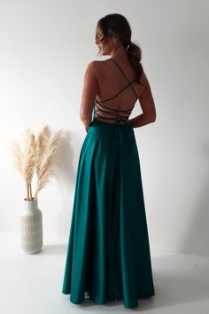 Shantal Satin Gown | Teal Green Teal Prom Dresses Turquoise, Teal Formal Dress, Black Tie Bridesmaids, Teal Prom Dresses, Prom Picture Poses, Prom Picture, White Bridal Dresses, Maxi Dress Wedding Guest, White Bridesmaid Dresses