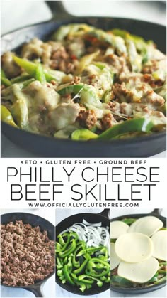 Ground Beef with Green Peppers and Onions in a skillet with melted provolone cheese on top Beef Skillet, Beef Ground, Philly Cheese, Digestive Problems, Lost 100 Pounds, Bariatric Recipes, Keto Recipes Dinner, Health Dinner Recipes, Beef Dinner