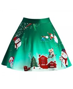 Buy Christmas Snowman Tree Wintersweet Print Ombre Plus Size Skirt - Green - 3I44565620 online, fidn many other Designer Women's Clothing Christmas Outfits For Women, Rock Dress, Christmas Tree Snowman, Plus Size Skirt, Christmas Apparel, Tree Snowman, Cheap Skirts, Snowman Tree, Christmas Outfits Women