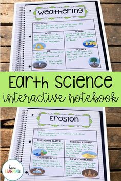 an earth science interactive notebook with the title