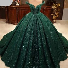 Hot Appliques Ball Gown Dark Green Wedding Dress Outfits For Women Sequin Quinceanera Dresses Dark Green Wedding Dress, Dark Green Quinceanera Dresses, Green Wedding Dress, Green Ball Gown, Dark Green Wedding, Green Quinceanera Dresses, Sequin Ball Gown, Sweet 15 Dresses, Green Wedding Dresses