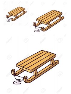 two wooden benches with cords attached to them, one on the ground and one on the ground