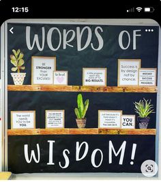 a blackboard with words and plants on it