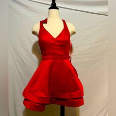 Nwt City Vibe Red Fit And Flare Dress Halter With Bow Detail In Back Zip Closure Size 7 Small Scratch On Front (See Photo) Great For The Holidays / Christmas Red A-line Mini Dress For Holiday, Red Sleeveless Mini Dress For Holiday, Red Knee-length Mini Dress For Holiday, Red Knee-length Holiday Dress, Red Knee-length Dress For Holiday, Red Fit And Flare Dress, Red Flare, Red Fits, City Vibe