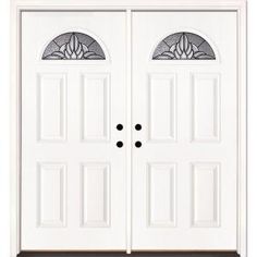 a white double door with two sidelights