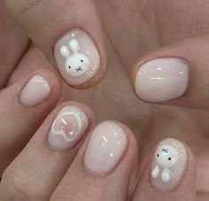 Japan Inspired Nails, Japan Nails, Japan Summer, Milky Nails, Asian Nails, Cute Simple Nails, Gel Nails Diy