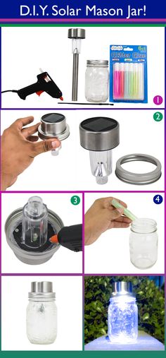 the instructions for making mason jars are shown in several different pictures, including an open jar and