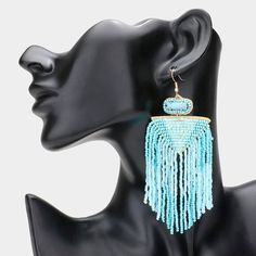 Earring Details: Size : 1.75" X 4.75" Fish Hook Back Beaded Fringe, Fish Hook, Lowest Price, Seed Beads, Free Gifts, Dangle Earrings, On Sale, Bangles, Turquoise