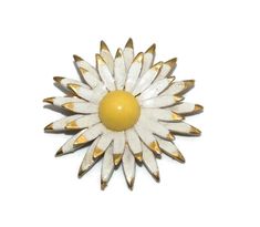 Vintage gold tone, white and yellow enamel flower brooch. This brooch is boldly colored and perfect for springtime! DETAILS: ☼ Approximately 2 by 2 inches. ☼ Approximately 18.9 grams total weight. ☼ ☼ ☼ ☼ ☼ ☼ ☼ ☼ ☼ ☼ ☼ ☼ ☼ ☼ ☼ ☼ ☼ ☼ ☼ ☼ ☼ PLEASE NOTE: ☼ Different items on SALE everyday! Check back often to take advantage of these bargains! ☼ FREE DOMESTIC SHIPPING on purchases of $35 or more. Combined shipping is still available to domestic and international locations. ☼ This shop is happy to ac White Retro Style Brooch For Gift, White Retro Brooch For Gift, Retro White Brooches As Gift, White Retro Brooches As Gift, Retro White Flower Jewelry, White Vintage Enamel Pin, Vintage White Enamel Pin, White Flower-shaped Enamel Pin, Vintage White Flower Pins