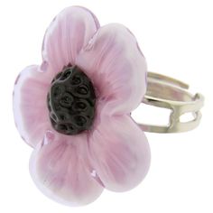 Throughout centuries, flowers have been symbols of delicate beauty and elegance, coveted gifts for fair ladies and beautiful home accents . Perhaps not surprisingly, it is in handcrafted glass flowers that one can best see the amazing skill and talent of Murano Glass artisans. This Murano Glass ring in the shape of a purple daisy was painstakingly crafted with incredible detail by glass artisans whose lineage goes back to the great Venetian masters of the centuries past. The purple glass of the Flower Shaped Birthstone Ring, Handmade Elegant Flower Ring For Gift, Unique 3d Flower Jewelry, Unique 3d Flower Shaped Jewelry, Handmade Delicate Flower Ring, Elegant Flower Shaped Ring For Gift, Elegant Flower Shaped Ring As Gift, Adjustable Flower Glass Jewelry, Adjustable Glass Flower Jewelry