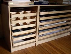 a wooden cabinet filled with lots of drawers