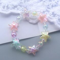 Candy Star Bracelet – Pastel Kitten Start Bracelet, Fairy Kei Accessories, Pony Bead Bracelets, Cheap Costumes, Diy Kandi, Candy Bracelet, Kandi Bracelets, Girl Jewelry, Star Bracelet