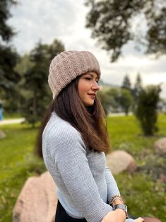 Wool Hat, Christmas Gifts, Gift for Her, Warm Winter Hat, Winter Accessory, Chunky Beanie, Helsinki Hat, Super Chunky Knit Hat, Brown Hat - Etsy Ukraine Warm Beige Crochet Hat For Winter, Beige Hand Knitted Winter Hat, Beige Yarn Hat For Winter, Beige Knitted Crochet Beanie Hat, Cozy Beige Crochet Beanie Hat, Beige Knit Crochet Beanie Hat, Warm Beige Crochet Hat For Cold Weather, Cold Weather Yarn Beanie, Winter Beige Knitted Hat