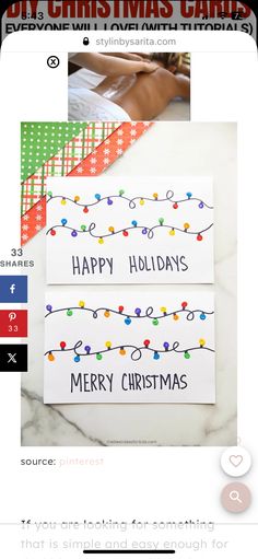 two christmas cards with the words happy holidays on them