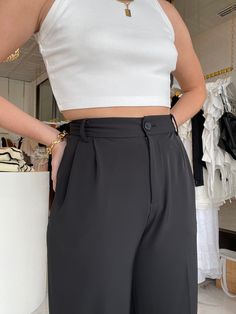 The everyday, high-rise, and wide leg trouser you have been searching for. These trousers can be dressed up or down making them casually chic or the perfect addition to your work wardrobe. They are sleek, yet, flowy and are the ideal choice to elevate your look. Pair the trousers with the Medici button downs or sable and coconut tops for a bold chic look!! Airotciv by Victoria Designs extra small small - length 38in, waist 28in, hip 37in medium - length 38in, waist 30in, hip 41in large - length Casually Chic, Montce Swim, Stacked Necklaces, Dress Hairstyles, Elevate Your Look, Work Wardrobe, Swim Cover, Small Designs, Hat Hairstyles