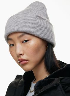 PEAK BEANIE | Aritzia Classic Beanie Hats For Fall, Classic Beanie For Fall, Ribbed Beanie For Cold Weather In Fall, Classic Knitted Beanie For Fall, Trendy Ribbed Cap, Winter Beanie Cap, Trendy Wool Hat For Winter, Trendy Wool Winter Hat, Trendy Winter Wool Hat