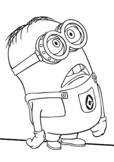 a black and white drawing of a minion from the movie despicables