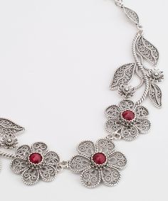 Handmade Ruby Silver Statement Necklace, Sterling Silver Opaque Ruby Artisan Filigree Floral Necklace, Valentine Jewelry Gift Boxed for Her Necklace Length: 19.5 inches, adjustable down to 16 inches Gemstone dimension: Genuine 6 mm approximately 1 carat each, 3 carat total, round faceted checker board This will come in a designer pouch, put in gift box and a romance card. It is a gift that will create memories for years to come. For this particular necklace if desired We may be able to change th Traditional Red Filigree Jewelry, Red Bohemian Jewelry With Intricate Design, Red Handmade Jewelry For Wedding, Red Artisan Jewelry For Wedding, Artisan Red Jewelry For Wedding, Red Bohemian Filigree Jewelry, Bohemian Red Filigree Jewelry, Ornate Red Jewelry As Gift, Ornate Red Jewelry For Gifts