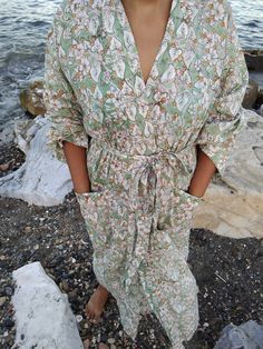 Cotton kimono Boho Robes, Cotton Kimono, Pajama Robe, Womens Robes, Swim Cover, Resort Wear, Art Collection, Pajamas, Lounge Wear