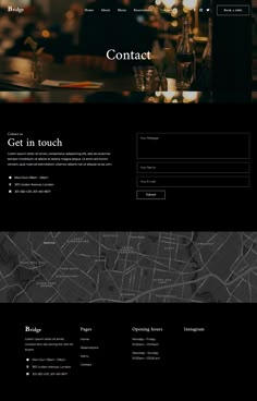 a black and white website design for a restaurant