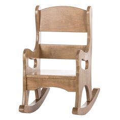 a wooden rocking chair on a white background