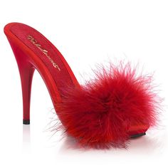 POISE-501F Slide | Red Marabou-Slides-Fabulicious-Red-9-Marabou-SEXYSHOES.COM Red Slides, Single Sole Heels, Striped Shoes, Pleaser Shoes, Elegant Moments, Pinup Couture, Satin Shoes, Light Up Shoes, Gogo Boots