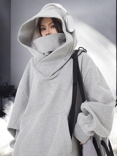 Oversized Hooded Sweatshirt - Cozy and Stylish Pullover with Unique Large Hood for Women Looking for a statement piece that combines comfort with edgy street style? This oversized hooded sweatshirt is just what you need! Featuring a unique, large hood design, this cozy pullover is perfect for those chilly days when you want to stay warm while looking effortlessly cool. Available in classic black and versatile gray, this hoodie pairs easily with any casual outfit, making it an essential addition to your wardrobe. Crafted from soft, high-quality fabric, this hoodie offers warmth and style, ideal for layering during fall and winter. Whether you're heading out for a casual day with friends or lounging at home, this sweatshirt is designed to keep you comfortable and stylish. Key Features: *Uniq Mens Turtleneck, Vintage Fleece, Men Type, Grey Style, Y2k Hoodie, Y2k Clothing, Japanese Streetwear, Hoodies Mens, Hoodies For Men