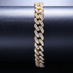 Luxe Gold Iced Out Cuban Link Bracelet - Marianela's Exclusive Shop Cuban Bracelet Women, Cuban Bracelet, Cuban Link Bracelet, Cubic Zirconia Bracelet, Cz Bracelet, White Bracelets, Bracelet Women, Foot Jewelry, Chain Choker Necklace