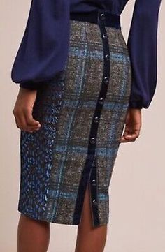 Blue Pencil Skirt For Workwear In Fall, Blue Fall Pencil Skirt For Work, Designer Fall Skirt For Workwear, Designer Skirt For Workwear In Fall, Pencil Skirt Fashion, Rok Outfit, Byron Lars, Pencil Skirt Work, Skirt Diy