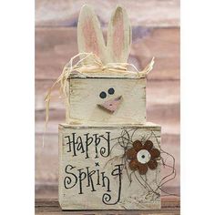 Happy Spring Bunny Stacker Spring Made USA CWI+ 2x4 Crafts, Fox Decor, Bunny Design