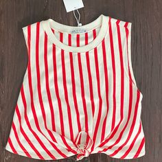 Nwt Zara Tie Front Crop Top Size Snall White Crew Neck Crop Top For Beach, Zara Red Beach Top, Zara Red Top For Beach, White Summer Crop Top By Zara, White Zara Crop Top For Vacation, Zara Striped Beach Tops, Zara Striped Tops For Beach, Zara Halter Top, Bow Tie Top