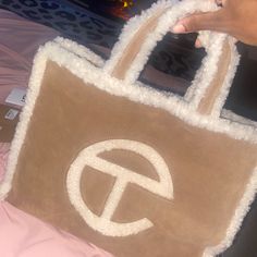 Medium Ugg X Telfar Bag Pink Ugg Telfar Bag, Tan Telfar Bag Outfit, Ugg Telfar Bag, Telfar Bag Medium, Ugg Telfar, Telfar Bags, Telfar Bag, Pink Uggs, Shopping Tote Bag