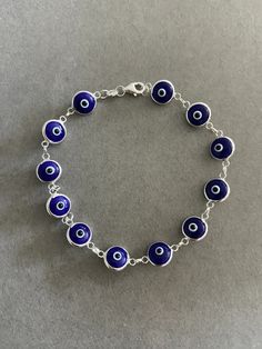 Sterling Silver Evil Eye Bracelet Chain Bracelet Sterling Silver - Etsy Silver Evil Eye Bracelet, Bracelet Chain, Eye Bracelet, Bracelet Sterling Silver, Evil Eye Bracelet, Chain Link Bracelet, Link Bracelets, Evil Eye, Sterling Silver Bracelets