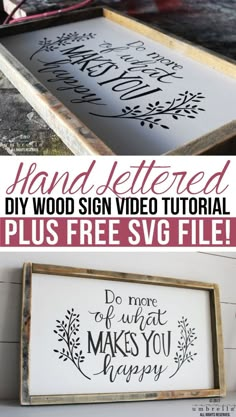 hand lettered diy wood sign with free svg file