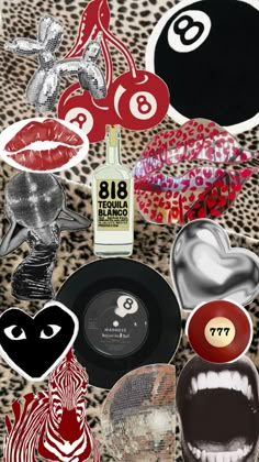 Cheetah, leopard, zebra, red, 8ball Vibe Collage, Ball Aesthetic, 8 Ball, Aesthetic Collage, Memory Box, Iphone Background, Tequila, Phone Wallpaper, Bridal Shower