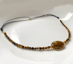 Tiger Eye Necklace Beaded Gemstone Choker Adjustable Necklace Sterling Silver Choker, Crystal Choker Necklace, Gift for Her - Etsy Half Necklace, Plain Necklace, Modern Pearl Earrings, Tiger Eye Necklace, Brown Agate, Sterling Silver Choker, Gemstone Choker, Dainty Choker, Turquoise Stud Earrings