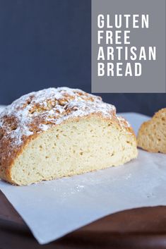 a loaf of gluten free artisan bread with powdered sugar on top