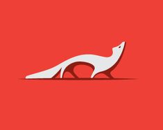 a white fox on a red background