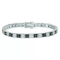 Fine Jewelry Gift, Tennis Bracelet, Cubic Zirconia, Gifts For Women, Tennis, Online Store, 925 Sterling Silver, Black White, Black And White